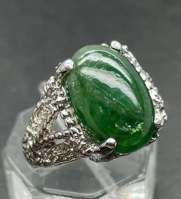 11 Ct Tsavorite Garnet Sterling Silver Mens Ring Sz 10.5 Colossal Gem • $450