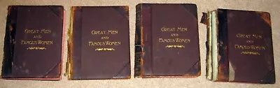 GREAT MEN AND FAMOUS WOMEN Volumes 1 23 4 Illustrated 1894 Leather Bind Books • $20.90