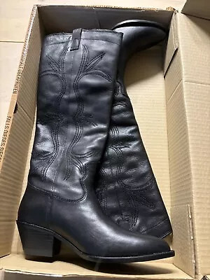 Mango Leather Cowboy Boots Knee High Size UK 6 / EU 39 • £75