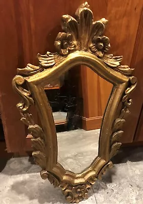 Ornate Carved Wood Mirror Gold Tone 23 X14  Came From Darvos Co Watchung NJ • $65