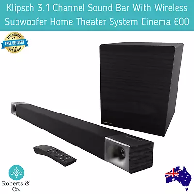 Klipsch Cinema 600 3.1 Sound Bar With Wireless Subwoofer Home Theater System • $799.91