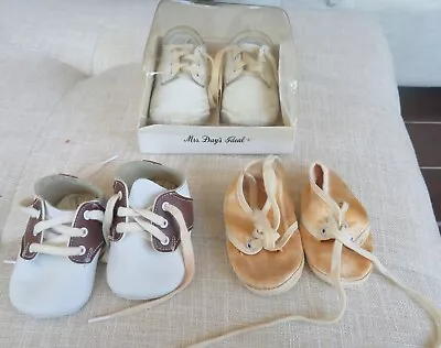 Vintage Baby Shoes 3 Pair Wee Walker Mrs. Day's Ideal Leather FREE S&H • $15.95