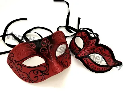 $15.07 • Buy Couples Red Masquerade Mask Halloween Devil Party Christmas New Year Cosplay