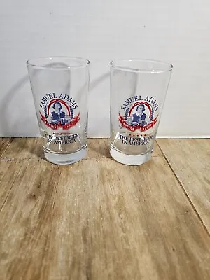 Pair Vintage Samuel Adams Boston Lager Pint Glass The Best Beer In America • $20