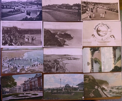 £5 • Buy Antique 1900s Postcards, British Seaside, Coastal, Beach Holidaymakers, Swimming