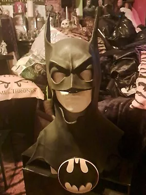 BATMAN 1989 Original Vintage Michael Keaton Rubber Cosplay Costume Mask Cowl • £89.99