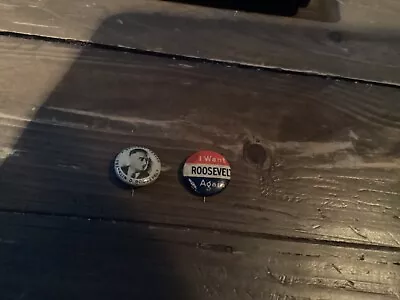 Two (2) Original Franklin Roosevelt Campaign Buttons Gallant Leader FDR Again! • $9.99