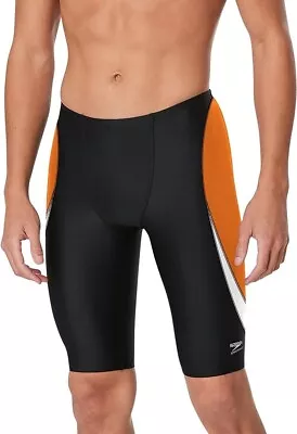 Speedo Men's Swimsuit Jammer Endurance+ Splice Team Colors (Edge Black/Orange) • $28.99