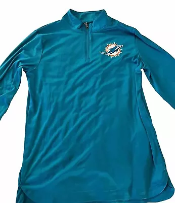 Miami Dolphins Fanatics Aqua 1/4 Zip Underdog Pullover Jacket Men’s Medium • $22