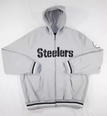 Pittsburgh Steelers Hooded Varsity Bomber Jacket Official NFL Gray Men's XL • $39.99