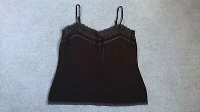 $9.99 • Buy Laura Ashley Size 14 Brown Camisole With Lace And Ribbon Detail