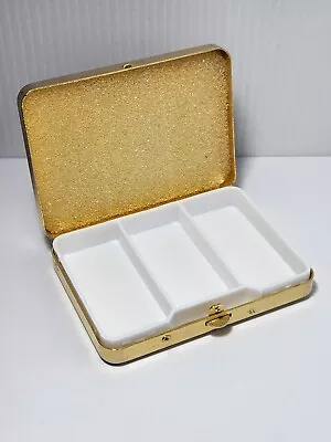 Vintage Gold Tone Metal Pill Box With 3 Compartments For Pills • $35