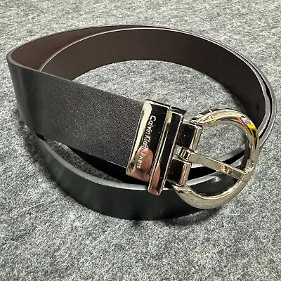 Calvin Klein Mens Size Xl Black Brown Reversible Synthetic Vegan Leather Belt • $6.74