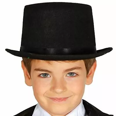 Child Black Felt Top Hat Traditional Topper Magician Fancy Dress Accessory • £5.29