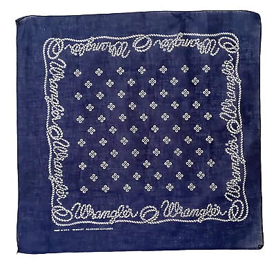 Vintage Wrangler Promo Blue Bandana Handkerchief USA Rope Western Rodeo • $16.99