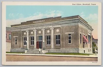 Linen~United States Post Office Bldg~Marshall Texas~Pillared Entrance~PM 1948 PC • $3