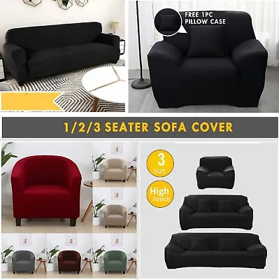 Stretch Fit Sofa Cover 1 2 3 Seater Lounge Slipcover Protector Soft Couch Cover • $31.99