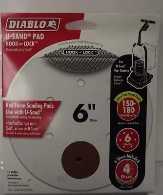Diablo DCD060REDF04W 4 Pack U-Sand Pad Hook & Lock 6  Fine 150-180 Grit 6 Hole • $4.25