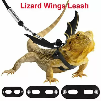 3 Size Lizard Harness Leash Bearded Dragon Cool Leather Wings Reptile Adjustable • $4.59