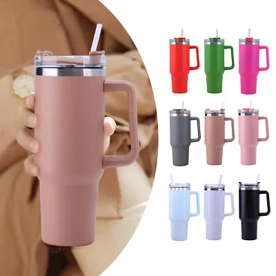 $39.89 • Buy 40OZ Tumbler Straw Lid Insulated Stainless Steel Water Bottle Coffee Mug Travel