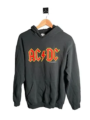 AC/DC Gildan Hoodie Mens Size M Black Big Spellout Pullover Long Sleeve • £26.99