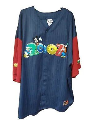 2007 Walt Disney World Baseball Jersey Button Front Mickey Donald Goofy Sz Xxl • $24.50