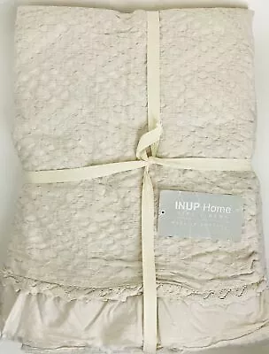 INUP Home Matelasse King Coverlet 3 Ruffle & Crochet Trim Blanket Beige NWT • $164.89