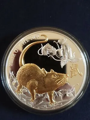 5oz 2020 Niue Proof Gilded Lunar  Mouse / Rat  Silver Coin - In Presentation Box • $450