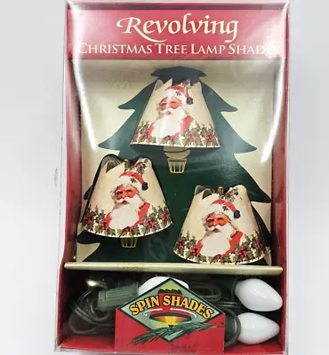 VTG Lamp Shades Christmas Tree Lights Spin Revolving Santa Claus In Box 1990's • $19.95