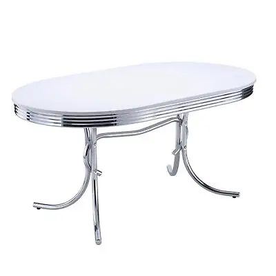 Coaster Oval Retro Dining Table In White Finish 2065 • $377.95