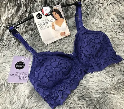 Marks And Spencer M&S New Size 12 Nursing Bra Cotton Lace Blue Breast Feeding • £10.99