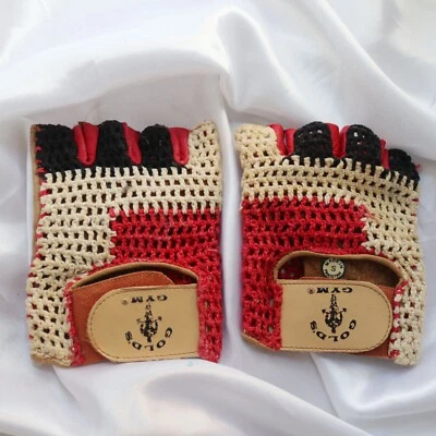 £10.72 • Buy Vintage GOLD’S GYM Leather Half Fingers Mesh Gloves Sized S