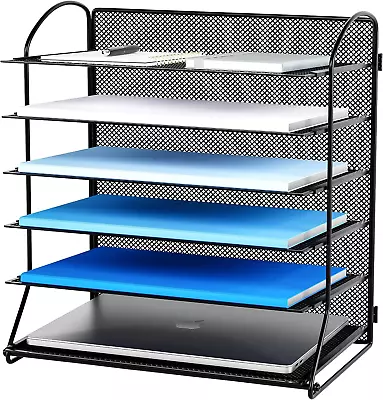 6 Tier Desktop File Organizer Office Rack Mesh Letter Tray Paper Sorter Shelf • $25.25