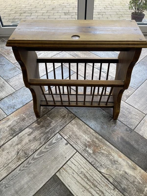 £30 • Buy Vintage Wooden Magazine Rack Table Inset Old Penny In Top Retro Solid Wood