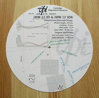 VPI JMW-12 3D & JMW-12 3DR Custom Designed Tonearm Alignment Protractor • $36.99