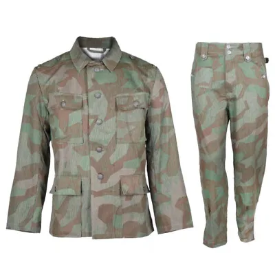 WWII WW2 German Army WH M43 Splinter Camo Field Tunic Jacket Trousers Size XL • $199.98