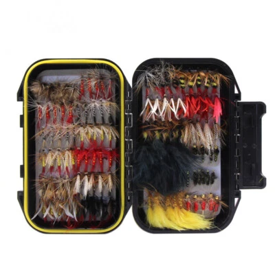 $39.97 • Buy 120pcs Fly Fishing Dry Flies Wet Flies Assortment Kit With Fly Box Trout Fishing
