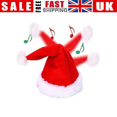 Christmas Xmas Novelty Santa Hat Cap For Musical Singing Moving Dancing Kid Toy • £11.19