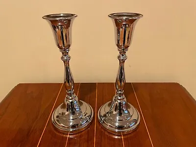 Pair Of Farber Brothers Chrome Candlesticks • $8.95