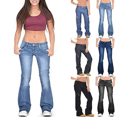 £18.79 • Buy UK Womens Jeans Denim Flared Pants Low Rise Casual Work Bootcut Buttoms Trousers
