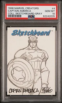 1998 Marvel Creators Collection Captain America Sketchboard Gray PSA 10 POP 1 • $75