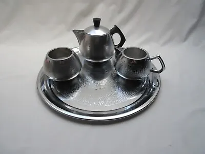 Vintage Swan Brand Windsor Metal Teapot Sugar Bowl Milk Jug Tea Set & Tray • £29.95