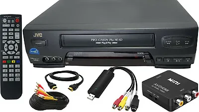 $149.99 • Buy JVC VCR VHS Transfer VHS To DVD Bundle W/ Remote, AV To USB Adapter, HDMI