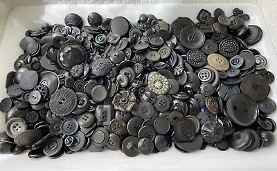 Beautiful Collection Of Over 3 Pounds Of Vintage & Antique Black Buttons • $75