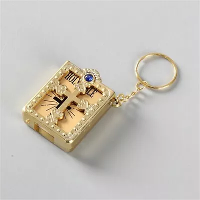 GOLD Color Small HOLLY BIBLE Keychain Pocket Tiny Mini Size • $8.99