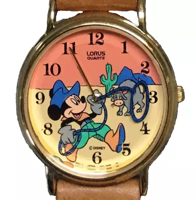 Disney Cowboy Mickey Mouse Watch! Lasso Is Secondhand! New! Rare! • $155