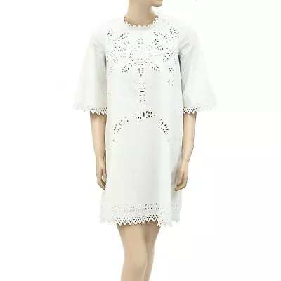 Etoile Isabel Marant Domino Eyelet Embroidered Mini Dress Cotton S NEW 253243 • $54.99