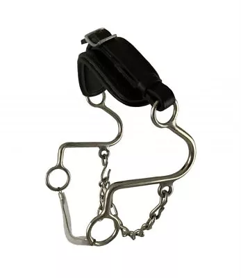 Showman Adjustable Leather Nose Stainless Steel Hackamore Bit • $29.95