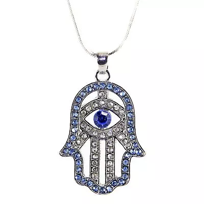 Hamsa Necklace Hand Of God Protect Evil Eye Charm Pendant Ethnic Middle Eastern • £7.96
