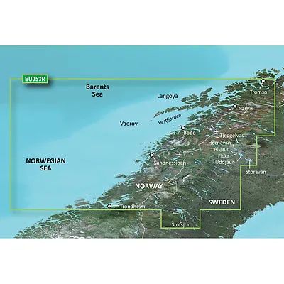 Garmin Bluechart G3 - HXEU053R - Trondheim - Tromso - Micro SD/SD   010-C0789-20 • $119.65